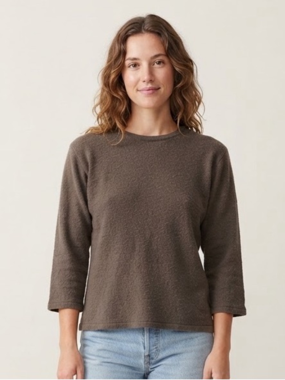 The Work Sz M Vintage Brown 100% Cashmere 3/4 Sleeves Sweater